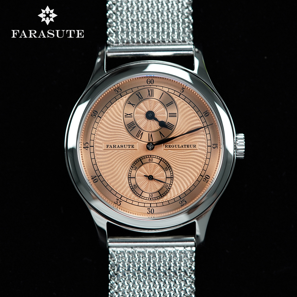 Guilloché Dial Watch - FARASUTE – montre-bracelet rétro pour hommes,