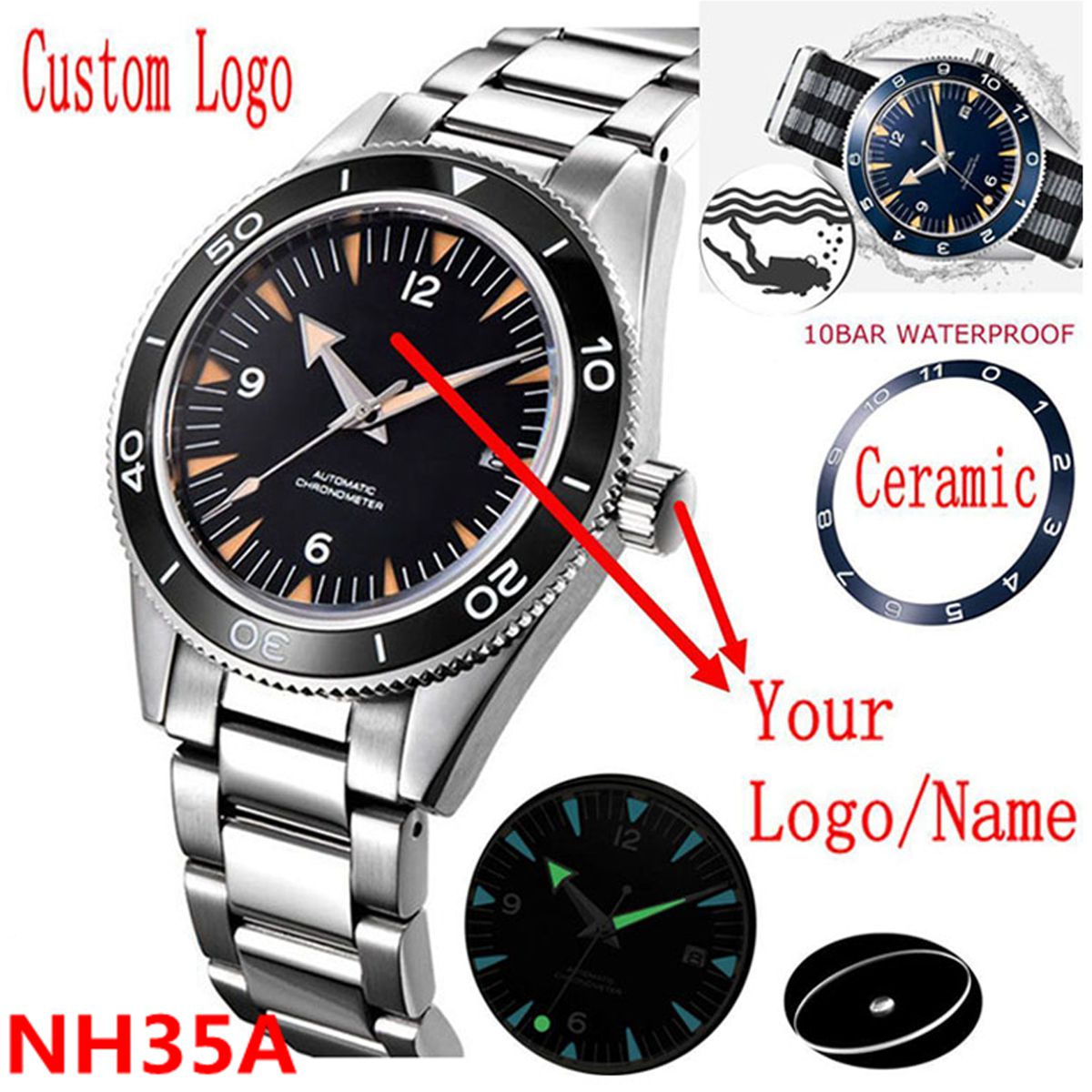 Luxury Watch Price - Logo personnalisé NH35 mouvement montre 10