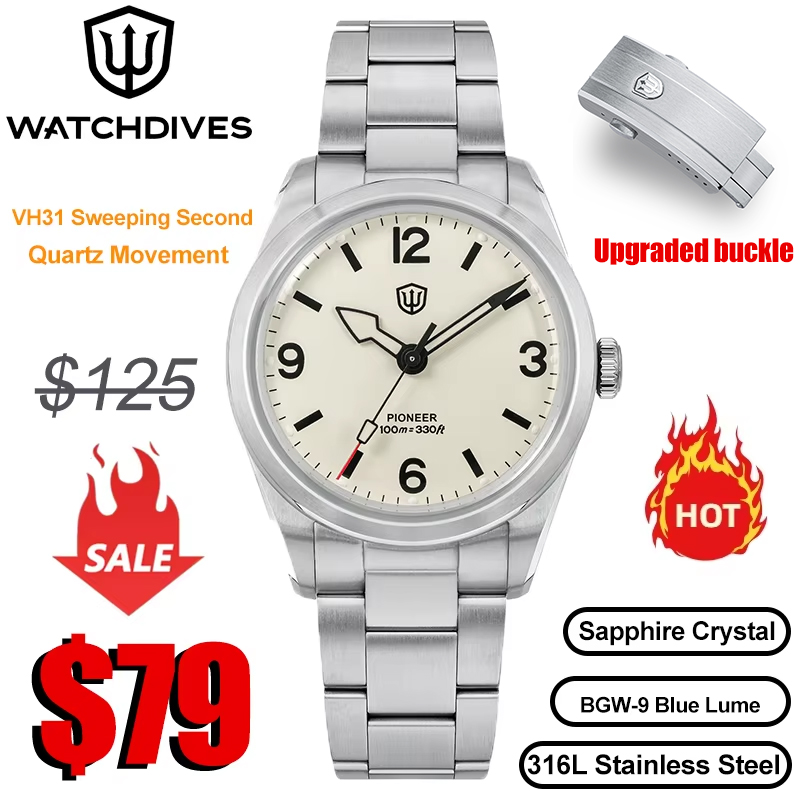 Guilloché Dial Watch - Watchdives WD1960S V2 Montre VH31 Mouvement