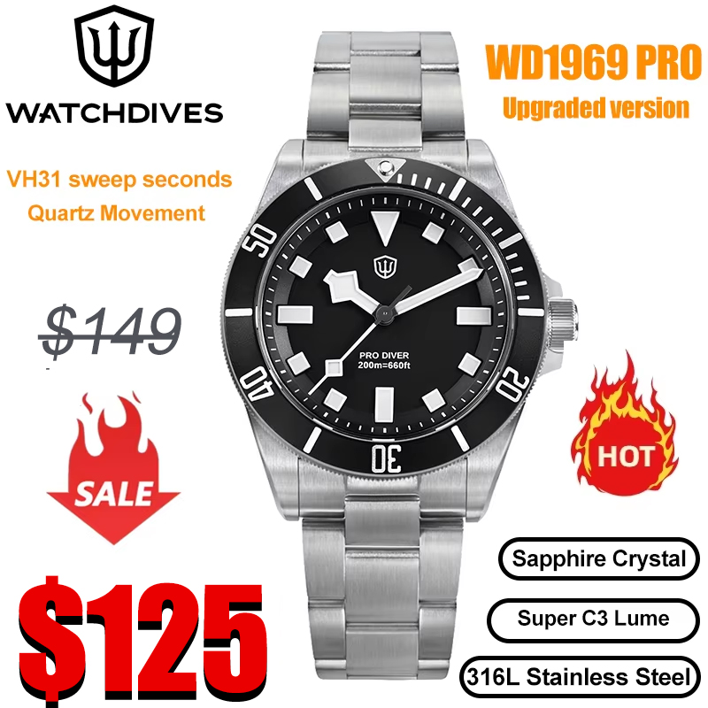Guilloché Dial Watch - Watchdives WD1969 Pro 38mm montre à